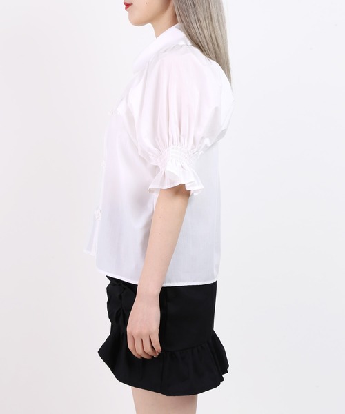 WC（ダブル シー）の「チャイナ半袖ブラウス（シャツ/ブラウス・レディース・ホワイト/ブラック・FREE）」の4枚目の写真