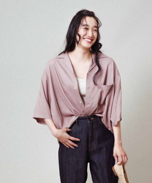 ADAM ET ROPE'(アダムエロペ)の「レーヨンドレープ ルーズシルエット オープンカラーシャツ/イージーケア/UNISEX(シャツ/ブラウス・メンズ・ブラック/ベージュ系その他/パープル系その他/ピンク系その他・M/L/XL)」の4枚目の写真