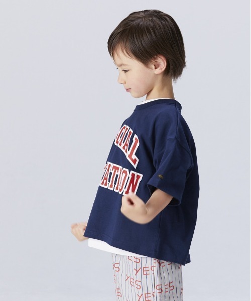 BIG FIELD（ビッグフィールド）の「カレッジプリントTシャツ（80～150cm）（Tシャツ/カットソー・キッズ・ネイビー/ラベンダー/ライトピンク/ブラック/ホワイト・150/80/120/140/110/130/100/95/90）」の7枚目の写真