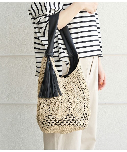 ROPE' PICNIC（ロペピクニック）の「ソフトハンドル透かし編ペーパーホーボーショルダーバッグ（ショルダーバッグ・レディース・グリーン系その他/ブラック・FREE）」の2枚目の写真