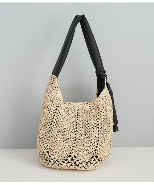 ROPE' PICNIC（ロペピクニック）の「ソフトハンドル透かし編ペーパーホーボーショルダーバッグ（ショルダーバッグ・レディース・グリーン系その他/ブラック・FREE）」の4枚目の写真