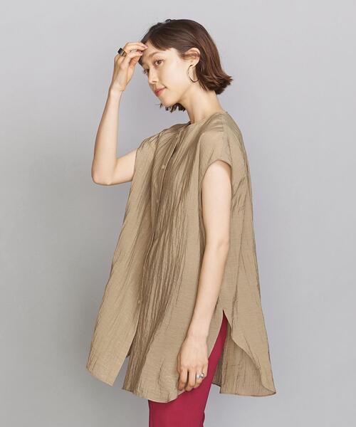 BEAUTY&YOUTH UNITED ARROWS(ビューティーアンドユースユナイテッドアローズ)の「BY レーヨンナイロン フレンチスリーブシャツ(シャツ/ブラウス・レディース・ホワイト/ベージュ/ピンク/その他3・FREE)」の2枚目の写真