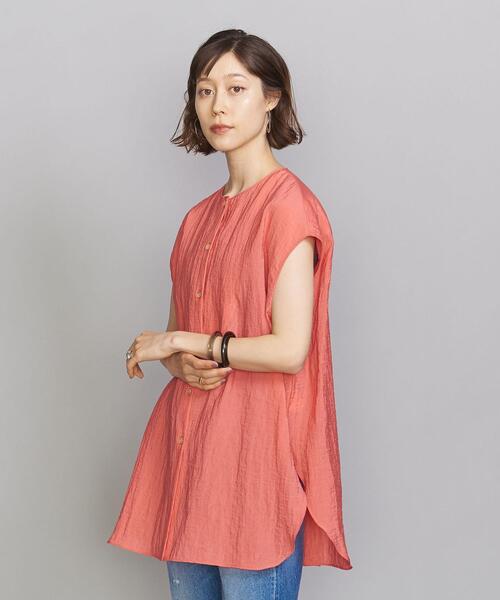 BEAUTY&YOUTH UNITED ARROWS(ビューティーアンドユースユナイテッドアローズ)の「BY レーヨンナイロン フレンチスリーブシャツ(シャツ/ブラウス・レディース・ホワイト/ベージュ/ピンク/その他3・FREE)」の3枚目の写真