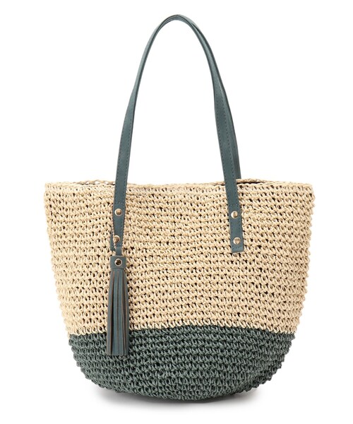 SHOO・LA・RUE（シューラルー）の「◆ペーパーざっくりツートーントート（トートバッグ・レディース・オレンジ系その他5/ダークグリーン系4/ネイビー系4・00）」の2枚目の写真