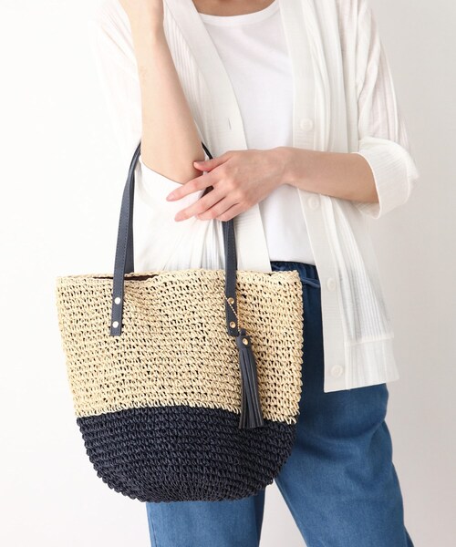 SHOO・LA・RUE（シューラルー）の「◆ペーパーざっくりツートーントート（トートバッグ・レディース・オレンジ系その他5/ダークグリーン系4/ネイビー系4・00）」の9枚目の写真