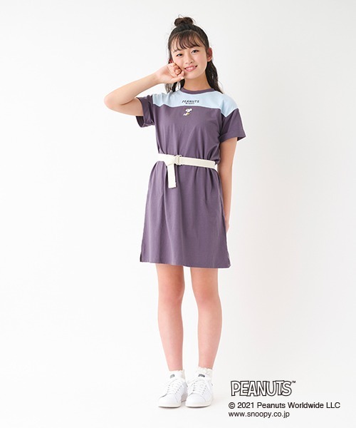 ベルトつきtシャツワンピース ワンピース Lindsay リンジィ のファッション ワンピース ドレス ワンピース Peanutsコラボ