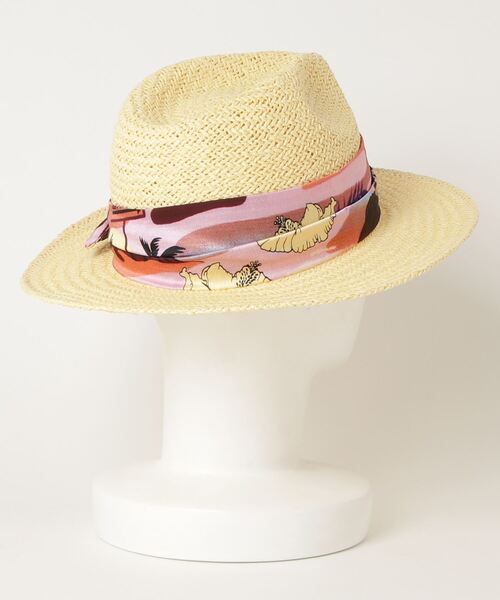 MAISON SCOTCH（メゾンスコッチ）の「プリントスカーフ ストローハット【156319】（ハット・レディース・ライトベージュ・FREE）」の2枚目の写真