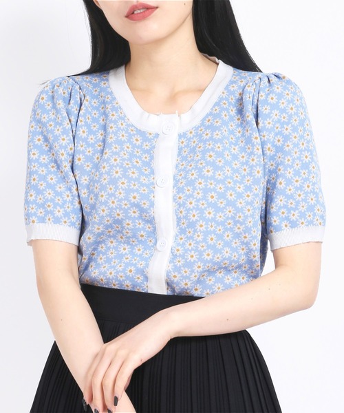 WC(ダブル シー)の「マーガレット半袖カーディガン(カーディガン/ボレロ・レディース・ブラック/ベージュ/サックスブルー・FREE)」の3枚目の写真