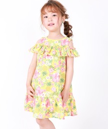 肩開き2WAY花柄ワンピース