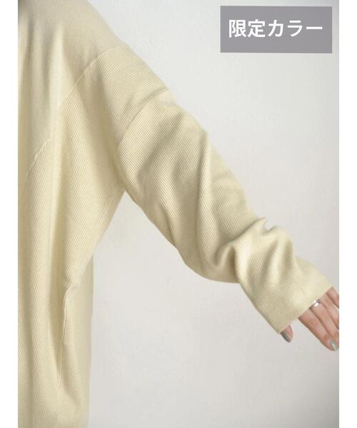 AMERICAN HOLIC（アメリカンホリック）の「クルーネック編地違いニットチュニック（ニット/セーター・レディース・アイボリー/キャメル/サックスブルー/ブラック/ライトベージュ・M/L）」の21枚目の写真