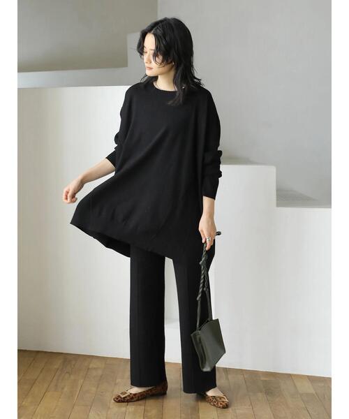 AMERICAN HOLIC（アメリカンホリック）の「クルーネック編地違いニットチュニック（ニット/セーター・レディース・アイボリー/キャメル/サックスブルー/ブラック/ライトベージュ・M/L）」の17枚目の写真