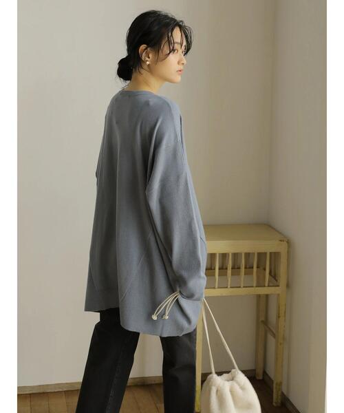 AMERICAN HOLIC（アメリカンホリック）の「クルーネック編地違いニットチュニック（ニット/セーター・レディース・アイボリー/キャメル/サックスブルー/ブラック/ライトベージュ・M/L）」の15枚目の写真