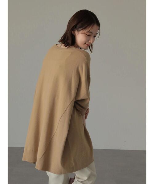 AMERICAN HOLIC（アメリカンホリック）の「クルーネック編地違いニットチュニック（ニット/セーター・レディース・アイボリー/キャメル/サックスブルー/ブラック/ライトベージュ・M/L）」の10枚目の写真