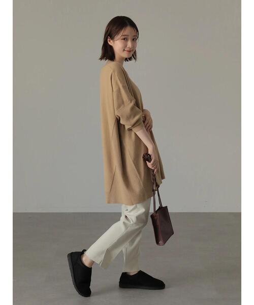 AMERICAN HOLIC（アメリカンホリック）の「クルーネック編地違いニットチュニック（ニット/セーター・レディース・アイボリー/キャメル/サックスブルー/ブラック/ライトベージュ・M/L）」の8枚目の写真