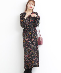 ブランド古着 N N Natural Beauty Basic エヌエヌナチュラルビューティーベーシックのワンピース ドレス ブラック 黒色系 花柄 ボタニカル柄 古着通販 Zozoused
