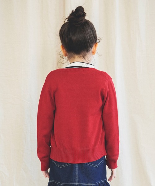 BRANSHES(ブランシェス)の「シンプルカーディガン(ニット/セーター・キッズ・レッド/ネイビー/アイボリー・M/L/S/XL)」の12枚目の写真