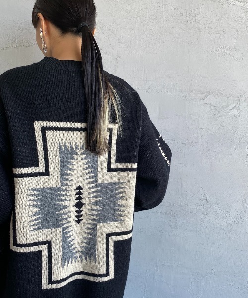 PENDLETON（ペンドルトン）の「[PENDLETON/ペンドルトン] ネイティブ柄 バックデザインニットプルオーバー（ニット/セーター・レディース・ブラック/アイボリー/グリーン・M/L/S）」の11枚目の写真