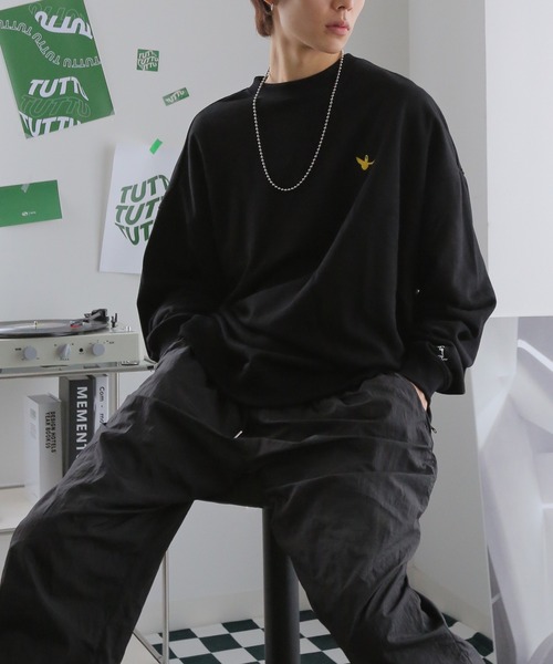 Mark Gonzales（マーク・ゴンザレス）の「Mark Gonzales/マークゴンザレス 別注 ビッグシルエット プリント 刺繍 裏毛 長袖 スウェット トレーナー　オーバーサイズ（スウェット・メンズ・ホワイト/ブラック/ダークグリーン/グレー/ブルー/ホワイト系その他/ブラック系その他/グレー系その他/グリーン系その他/ブルー系その他/ホワイト系その他2/ホワイト系その他3/ホワイト系その他4/ホワイト系その他5/ブラック系その他2/ブラック系その他3/ブラック系その他4/ブラック系その他5/グレー系その他2/グレー系その他3/グリーン系その他2/グリーン系その他3/グリーン系その他4/ブルー系その他2・M/L）」の12枚目の写真