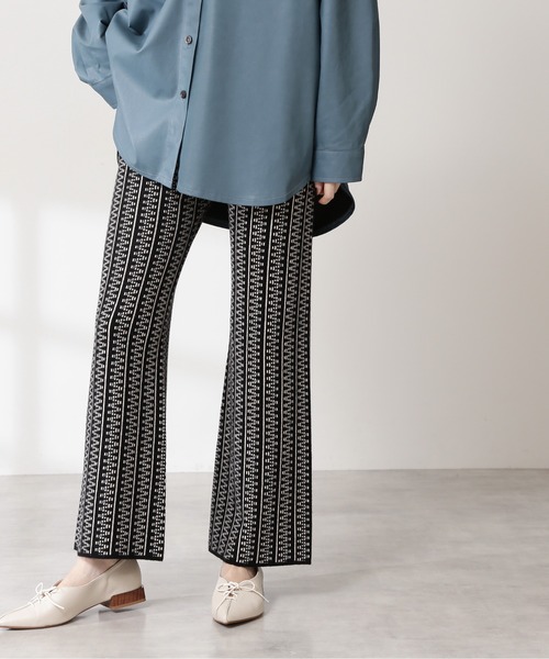 N.(N. Natural Beauty Basic)(エヌエヌナチュラルビューティーベーシック)の「◆ダブルジャガードニットパンツ(その他パンツ・レディース・ブラック系その他/ブルー/レッド・MEDIUM)」の2枚目の写真