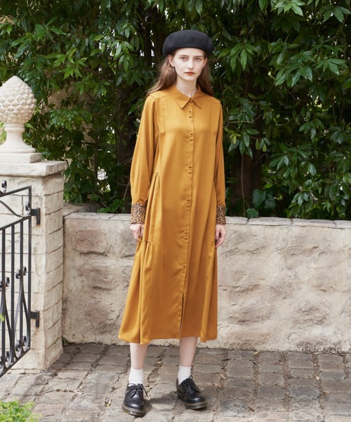 idem(イデム)の「side frill shirt onepiece/サイドフリルシャツワンピース(ワンピース・レディース・グリーン/マスタード・FREE)」の12枚目の写真
