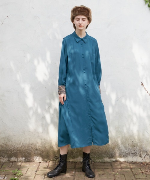 idem(イデム)の「side frill shirt onepiece/サイドフリルシャツワンピース(ワンピース・レディース・グリーン/マスタード・FREE)」の7枚目の写真