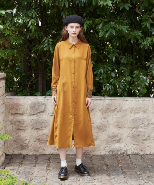idem(イデム)の「side frill shirt onepiece/サイドフリルシャツワンピース(ワンピース・レディース・グリーン/マスタード・FREE)」の15枚目の写真
