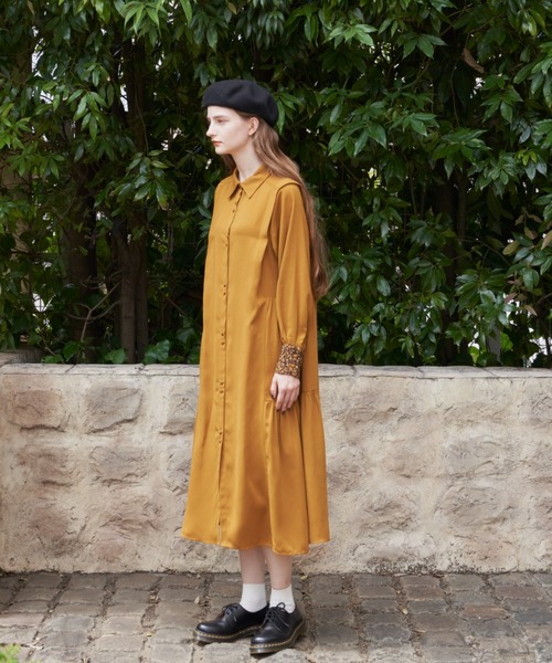 idem(イデム)の「side frill shirt onepiece/サイドフリルシャツワンピース(ワンピース・レディース・グリーン/マスタード・FREE)」の18枚目の写真