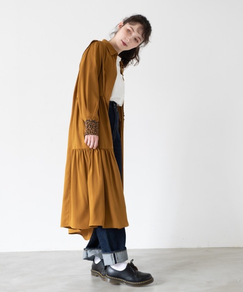 idem(イデム)の「side frill shirt onepiece/サイドフリルシャツワンピース(ワンピース・レディース・グリーン/マスタード・FREE)」の9枚目の写真