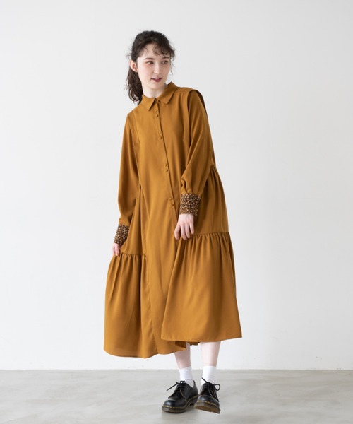 idem(イデム)の「side frill shirt onepiece/サイドフリルシャツワンピース(ワンピース・レディース・グリーン/マスタード・FREE)」の13枚目の写真