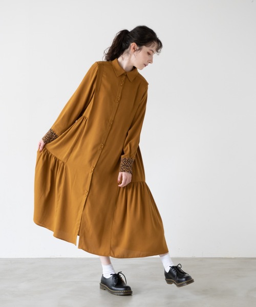idem(イデム)の「side frill shirt onepiece/サイドフリルシャツワンピース(ワンピース・レディース・グリーン/マスタード・FREE)」の10枚目の写真