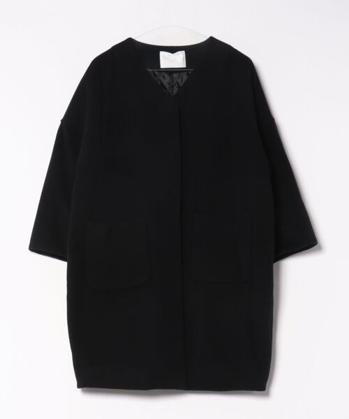 Sono(ソーノ)の「【SONO/ソーノ】クリーミービーバーコクーンコート(ノーカラーコート・レディース・テラコッタ/ブラック・1)」の1枚目の写真