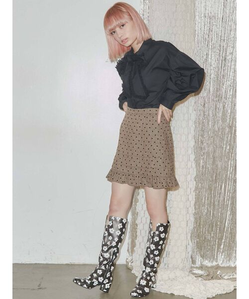 merry jenny（メリージェニー）の「ピンドットタックフリルミニスカート（スカート・レディース・ブラウン/グレー・FREE）」の8枚目の写真