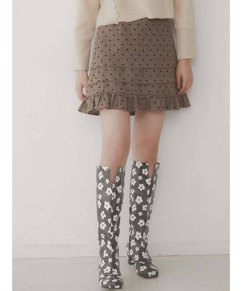 merry jenny（メリージェニー）の「ピンドットタックフリルミニスカート（スカート・レディース・ブラウン/グレー・FREE）」の9枚目の写真