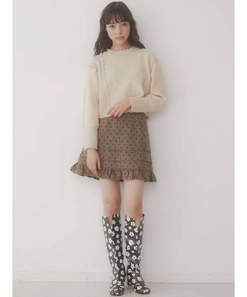 merry jenny（メリージェニー）の「ピンドットタックフリルミニスカート（スカート・レディース・ブラウン/グレー・FREE）」の19枚目の写真