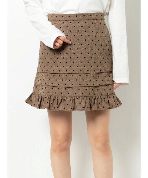 merry jenny（メリージェニー）の「ピンドットタックフリルミニスカート（スカート・レディース・ブラウン/グレー・FREE）」の22枚目の写真