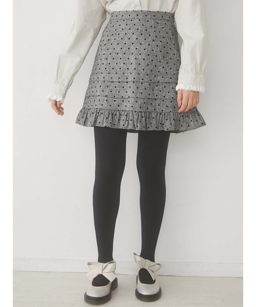 merry jenny（メリージェニー）の「ピンドットタックフリルミニスカート（スカート・レディース・ブラウン/グレー・FREE）」の2枚目の写真