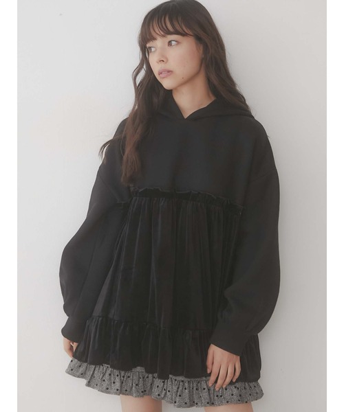 merry jenny（メリージェニー）の「ピンドットタックフリルミニスカート（スカート・レディース・ブラウン/グレー・FREE）」の6枚目の写真