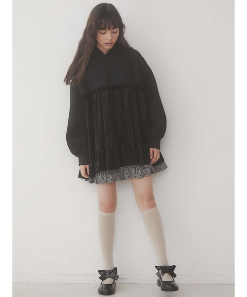 merry jenny（メリージェニー）の「ピンドットタックフリルミニスカート（スカート・レディース・ブラウン/グレー・FREE）」の16枚目の写真