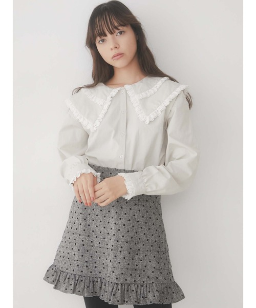 merry jenny（メリージェニー）の「ピンドットタックフリルミニスカート（スカート・レディース・ブラウン/グレー・FREE）」の14枚目の写真
