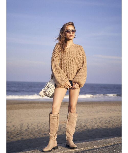 To the sea(トゥーザシー)の「ステッチデザイン2WAYブーツ(ブーツ・レディース・ベージュ/ブラウン・SMALL/MEDIUM/LARGE)」の10枚目の写真