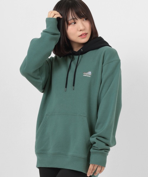 CONVERSE（コンバース）の「【CONVERSE/コンバース】 ビッグシルエット フード切替プルパーカー/ワンポイントロゴ プルパーカー/ウラケ フーディー（パーカー・メンズ・ブラック/オフホワイト/ベージュ系その他/ブラウン/ベージュ/グリーン/グリーン系その他/レッド系その他・L/M/XL）」の22枚目の写真