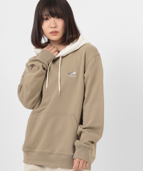 CONVERSE（コンバース）の「【CONVERSE/コンバース】 ビッグシルエット フード切替プルパーカー/ワンポイントロゴ プルパーカー/ウラケ フーディー（パーカー・メンズ・ブラック/オフホワイト/ベージュ系その他/ブラウン/ベージュ/グリーン/グリーン系その他/レッド系その他・L/M/XL）」の19枚目の写真