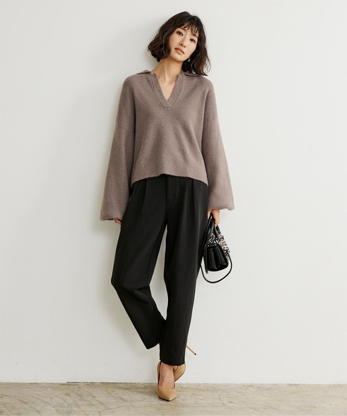 UR'S（ユアーズ）の「もちもちスキッパーニット（ニット/セーター・レディース・アイボリー/モカ/ブラック・M）」の8枚目の写真