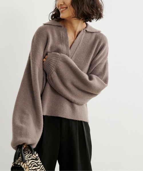 UR'S（ユアーズ）の「もちもちスキッパーニット（ニット/セーター・レディース・アイボリー/モカ/ブラック・M）」の6枚目の写真