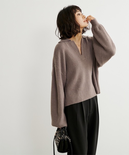 UR'S（ユアーズ）の「もちもちスキッパーニット（ニット/セーター・レディース・アイボリー/モカ/ブラック・M）」の13枚目の写真