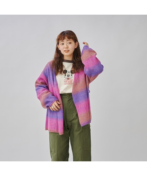 CPCM(シーピーシーエム)の「WEB限定/片畦編みグラデーションニットカーデ(カーディガン/ボレロ・レディース・サックスブルー/パープル・FREE)」の5枚目の写真