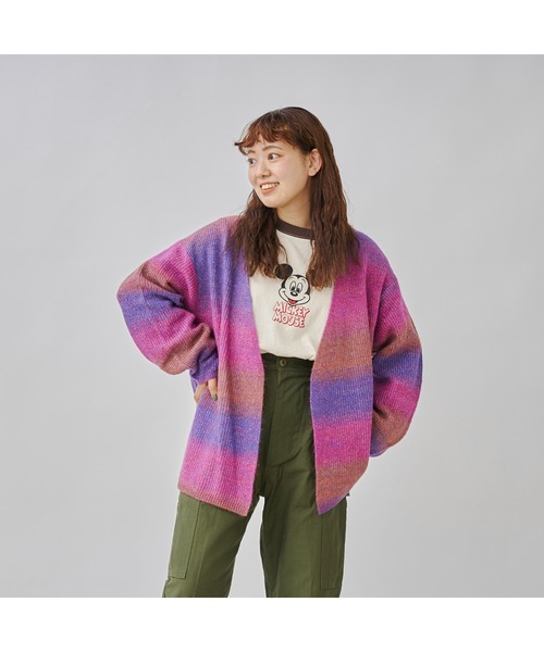 CPCM(シーピーシーエム)の「WEB限定/片畦編みグラデーションニットカーデ(カーディガン/ボレロ・レディース・サックスブルー/パープル・FREE)」の6枚目の写真