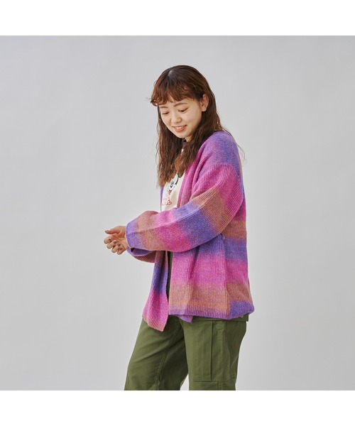 CPCM(シーピーシーエム)の「WEB限定/片畦編みグラデーションニットカーデ(カーディガン/ボレロ・レディース・サックスブルー/パープル・FREE)」の7枚目の写真