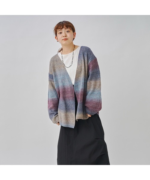CPCM(シーピーシーエム)の「WEB限定/片畦編みグラデーションニットカーデ(カーディガン/ボレロ・レディース・サックスブルー/パープル・FREE)」の22枚目の写真