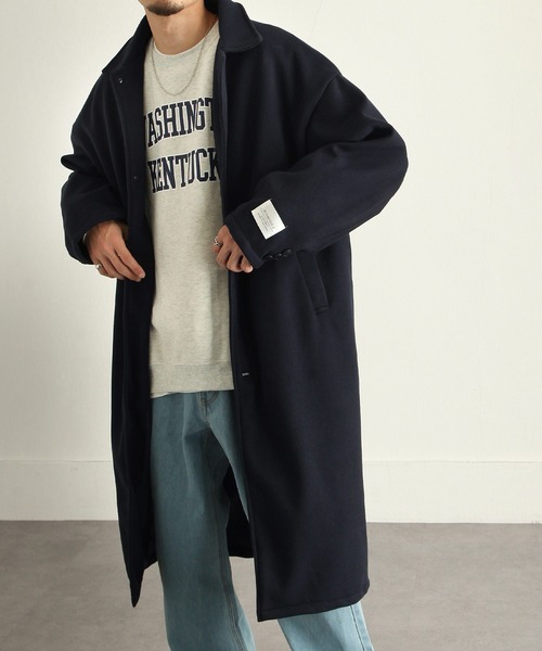 ZIP FIVE（ジップファイブ）の「【ZIP FIVE】ウールライクステンカラーコート/バルカラーコート（ステンカラーコート・メンズ・ブラック/ネイビー/カーキ/グレイッシュベージュ/チャコール・MEDIUM/LARGE）」の5枚目の写真